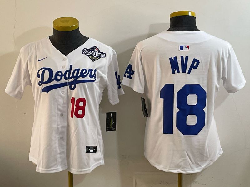 Women Los Angeles Dodgers #18 Mvp White Game 2026 Nike MLB Jersey style 05